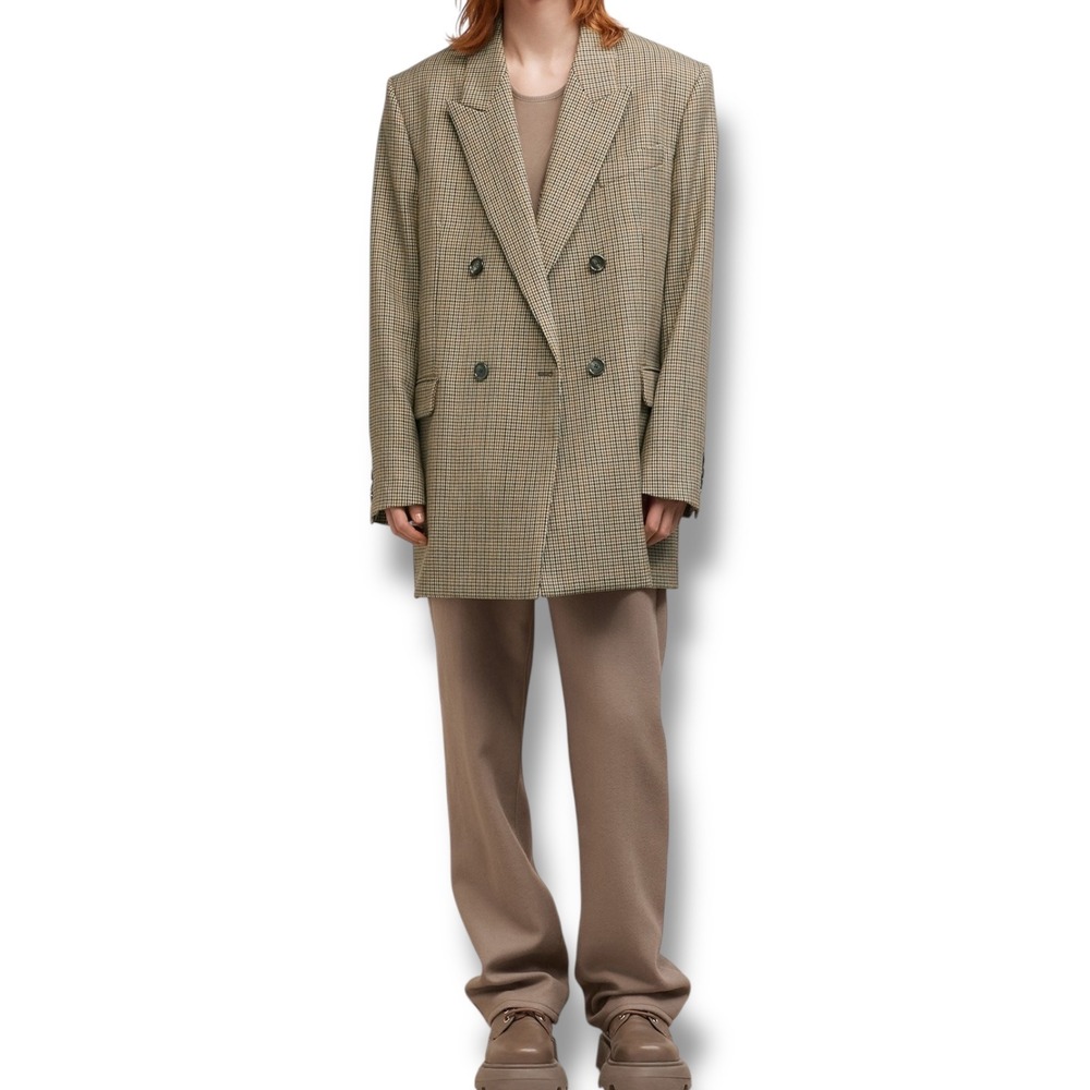 AMI Paris Double Breasted Oversized Jacket Women's Size 46 (L) Champagne Black‎